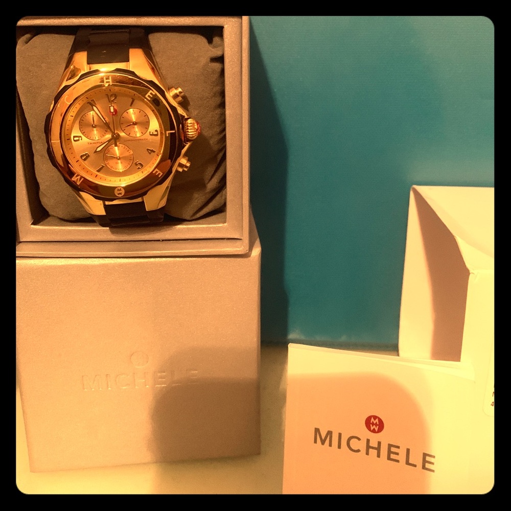 Michele gold watch. Like new. Super cute!
